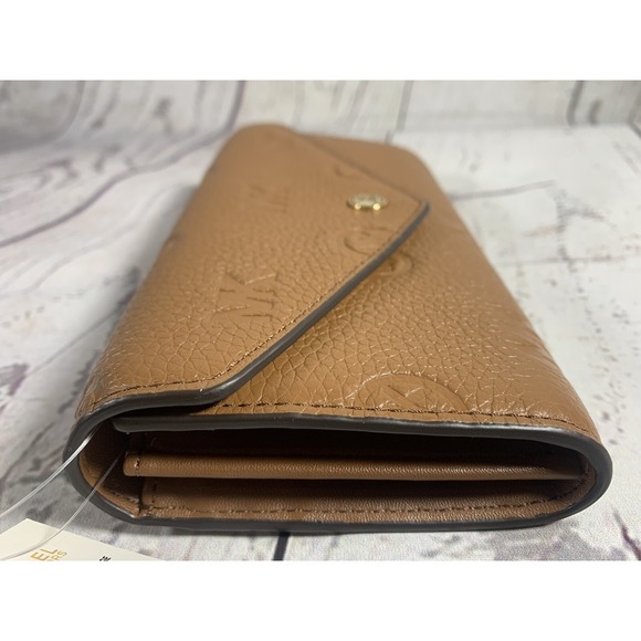 Michael Kors Large Envelope Brown MK logo Leather Embossed Wallet - Picture 5 of 6